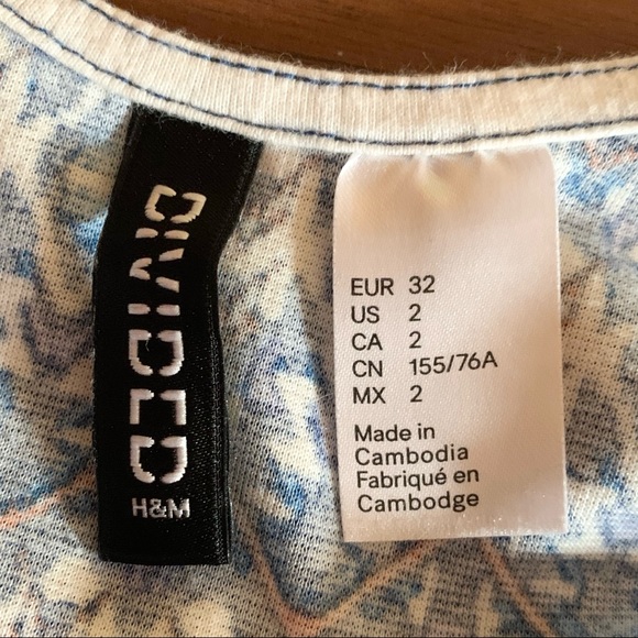 3/$30 H&M Blue/Orange/White Patterned Dress Size 2 - Picture 8 of 8